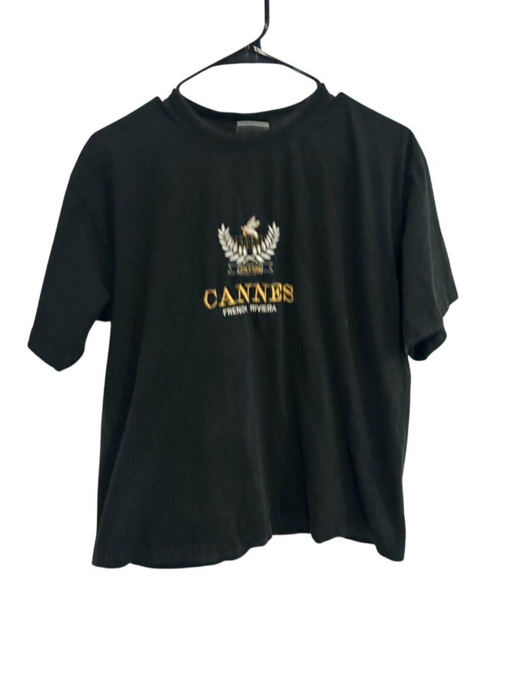 Creations Michele Large Black Cannes French Riviera Mens T-Shirt Timeless Style